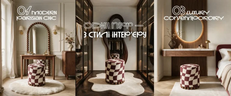 Пуф RITMO у гардеробній у стилі Luxury Contemporary